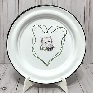 Vintage Daugherty Studio White Enameled Painted White Persian Cat Signed Karen